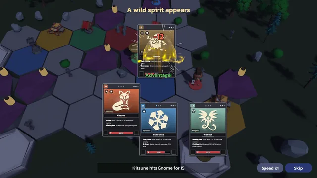 A wild spirit appears and the team of three fights it on its own