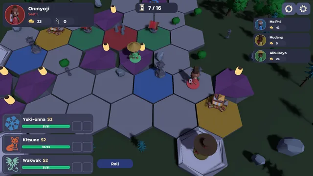 The hex board in the middle of a turn